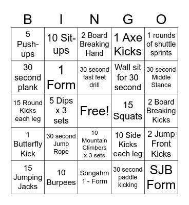 March Madness Fitness BINGO - FOUNDATION Bingo Card