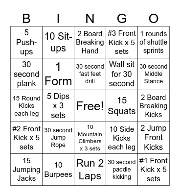 March Madness Fitness BINGO - FOUNDATION Bingo Card
