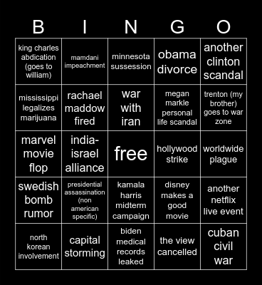 2026 bingo card Bingo Card