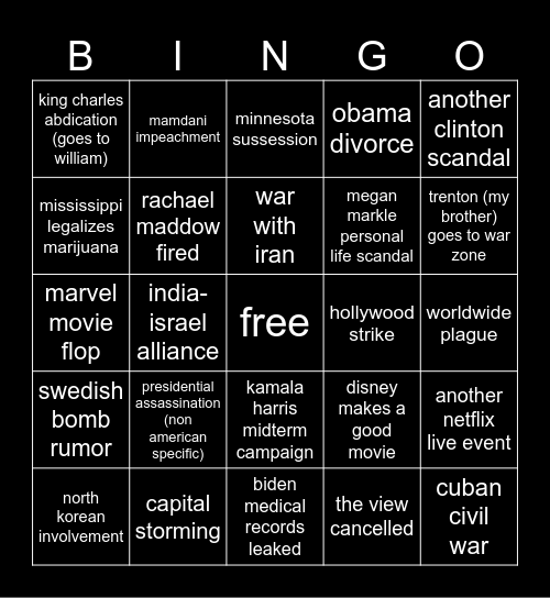 2026 bingo card Bingo Card