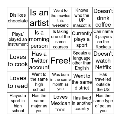 Find Someone  Who... Bingo Card