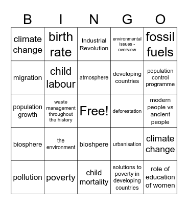 Revision 1 - 4 Bingo Card