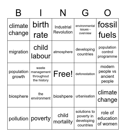 Revision 1 - 4 Bingo Card