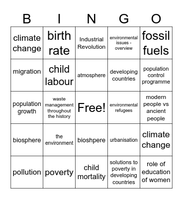 Revision 1 - 4 Bingo Card