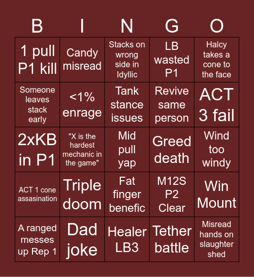 M12S Bingo Card