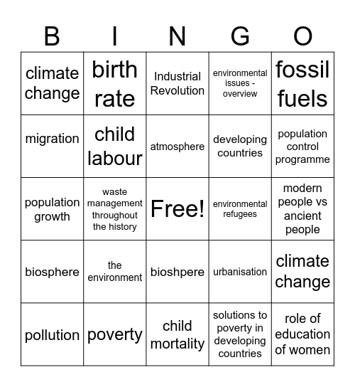 Revision 1 - 4 Bingo Card