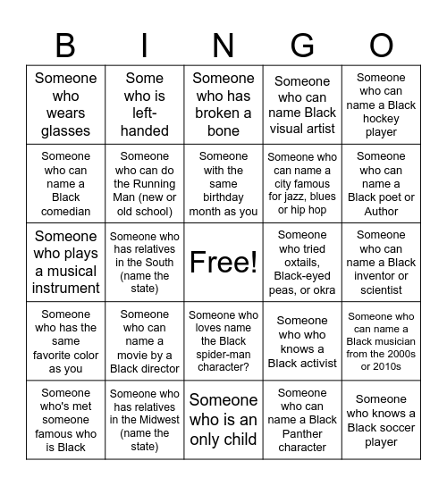 Everything Black America Bingo Card
