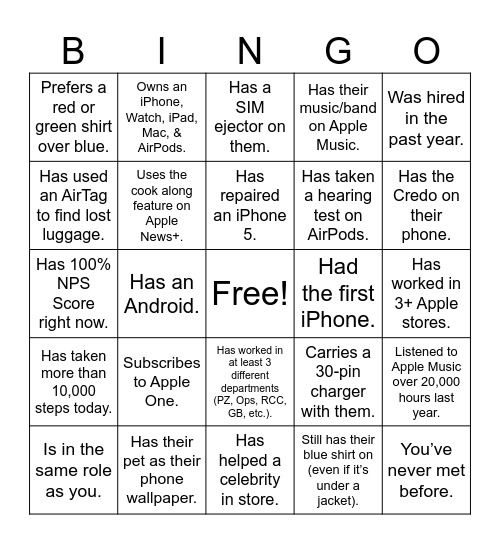 Find Someone Who: Bingo Card