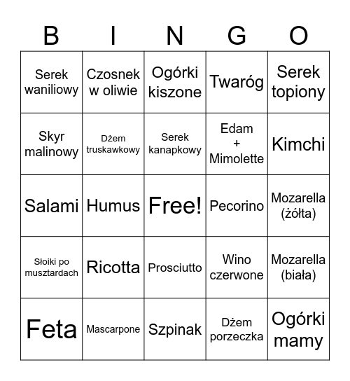 Zeżryj mnie Bingo Card