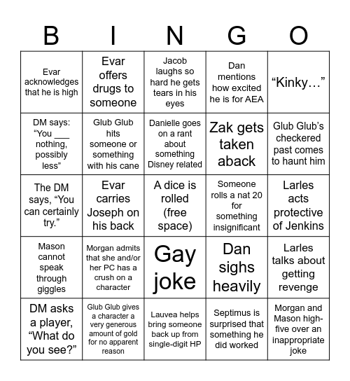 For the Elders Session 2 Bingo Card