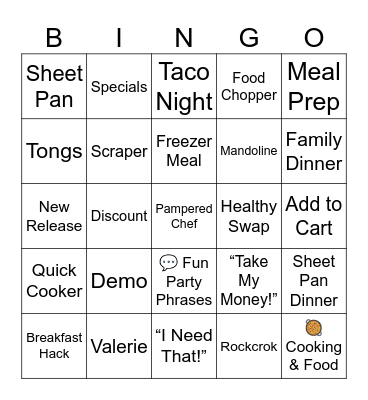 Pampered Chef Bingo Card