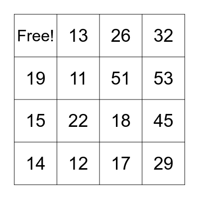 Addition (carry) Bingo Card