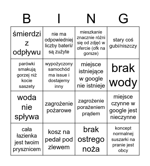bingo podróżnicze Bingo Card