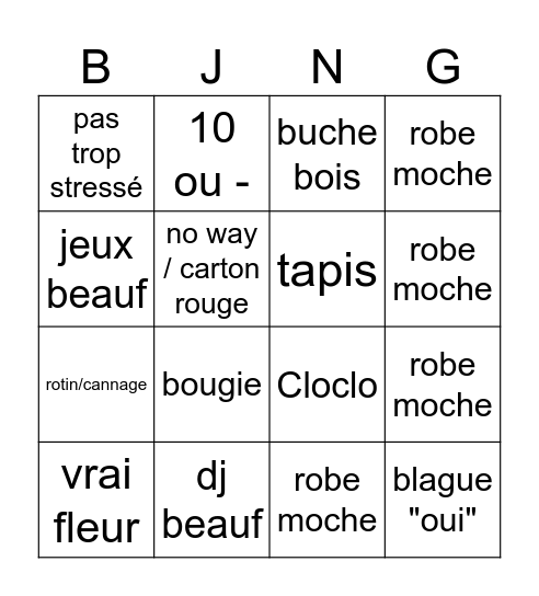 Noël Bingo Card