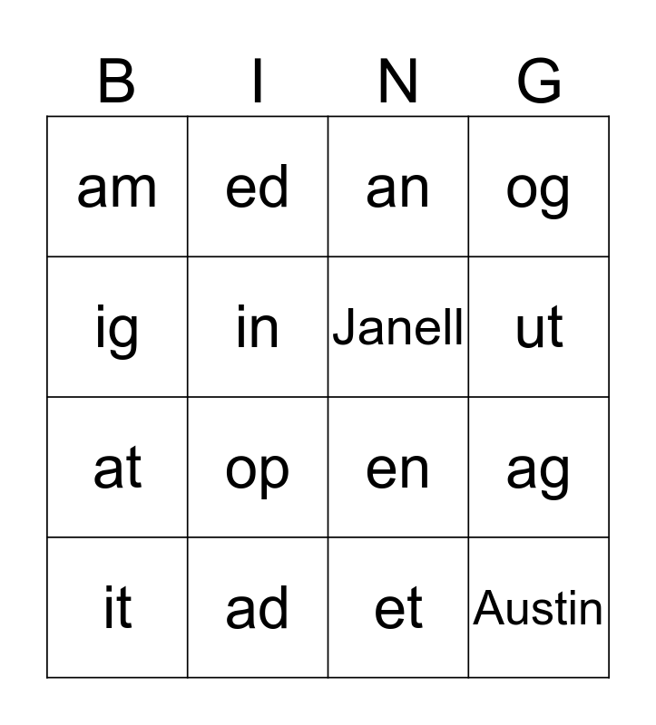 Punch Party 2 for Austin and Janell) Bingo Card