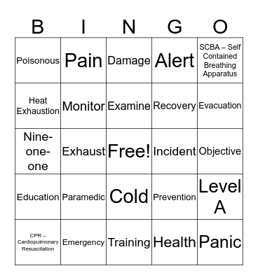 FDEP Safety Bingo  Bingo Card