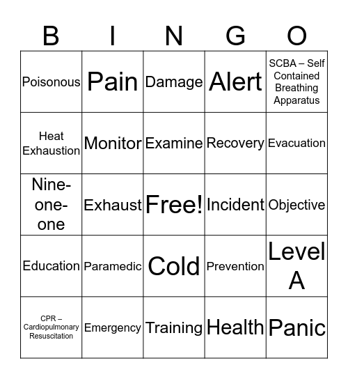 FDEP Safety Bingo  Bingo Card