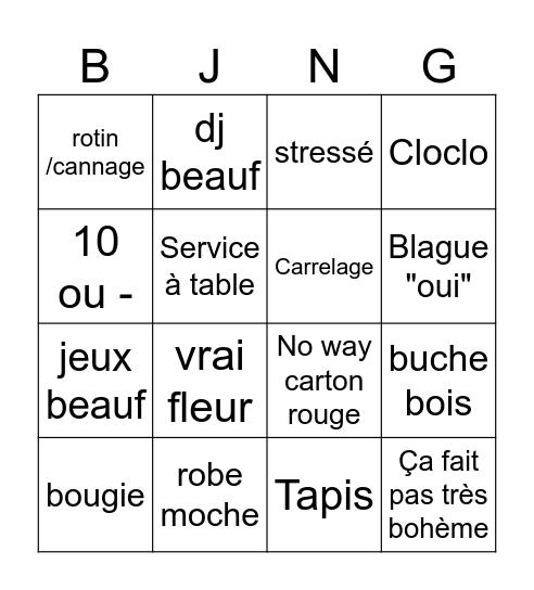 Bingo sans titre Bingo Card