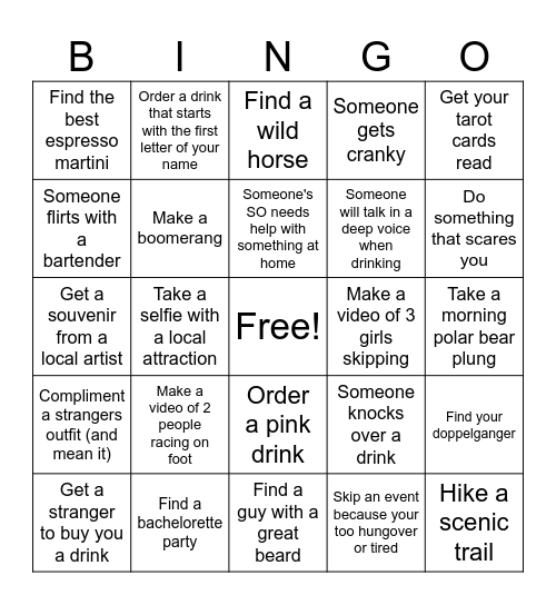 Scavenger Hunt Bingo Card