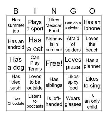 Ice-Ice Breaker! Bingo Card