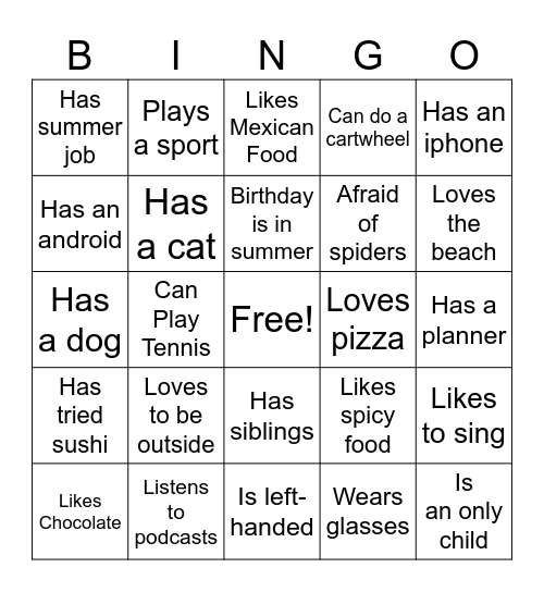 Ice-Ice Breaker! Bingo Card