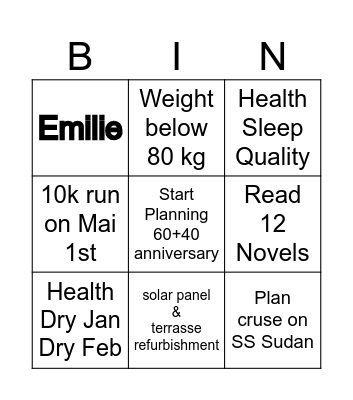 Hugues 2026 Bingo Card