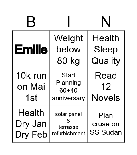 Hugues 2026 Bingo Card