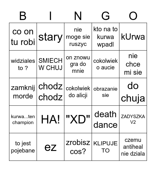 kuba Bingo Card