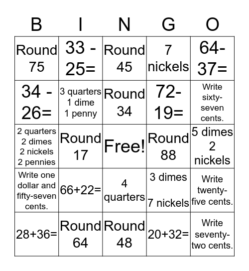Math Second Quarter  Bingo Card