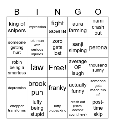 One Piece BIngo Card