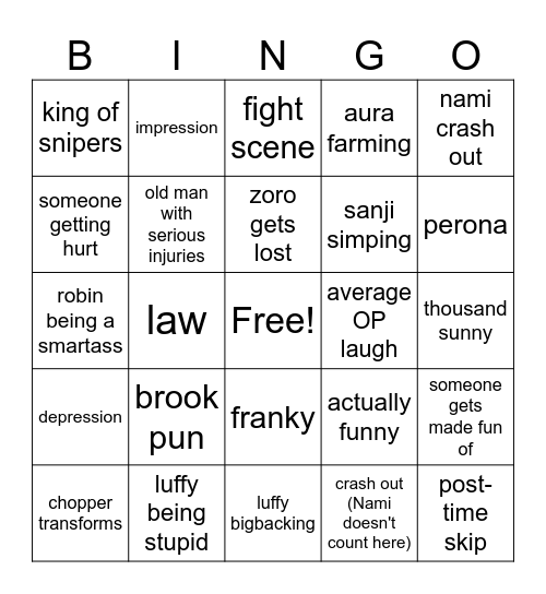 One Piece BIngo Card