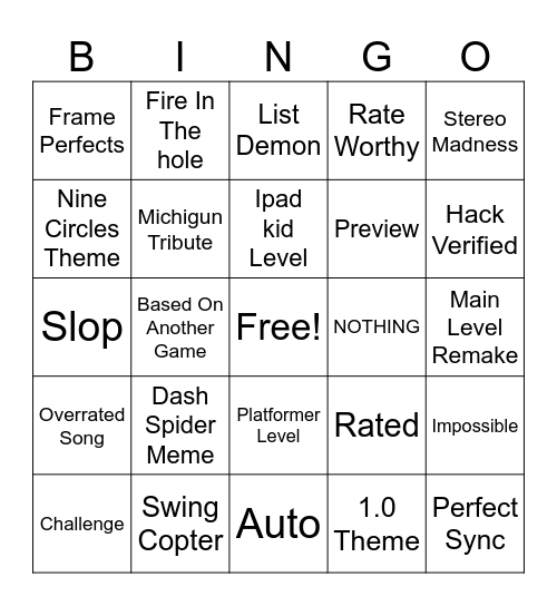 GD Random ID Bingo Card