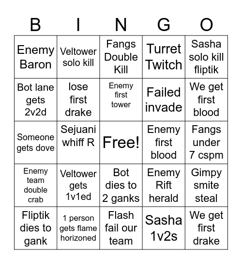 49 point roster bingo Card