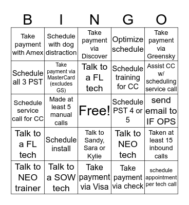 FTS BINGO Card