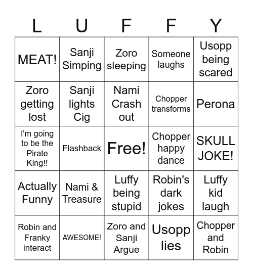 One Piece Bingo Card