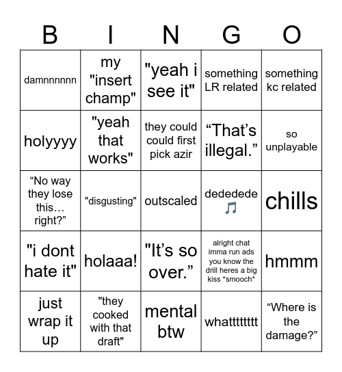 caedral watchparty bingo Card