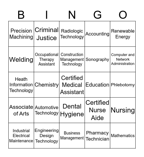 Career Exploration Bingo  Bingo Card