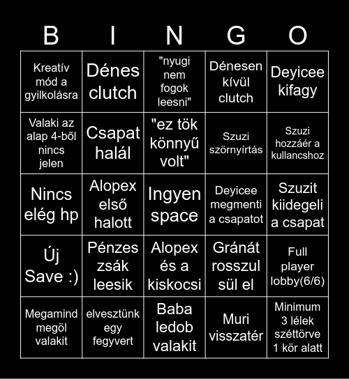 Repo Bingo Fieszta Bingo Card