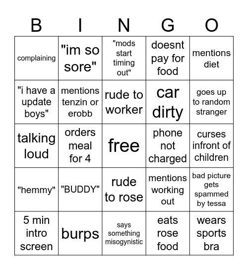 MUND IRL Bingo Card