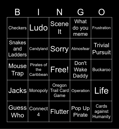 BGG Worst Games Bingo Card