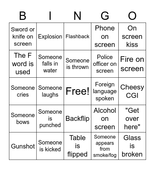 Martial Arts Bingo Card