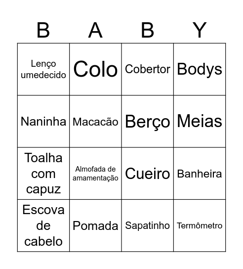 Chá Revelação Bingo Card