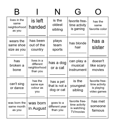 Find someone who... Bingo Card