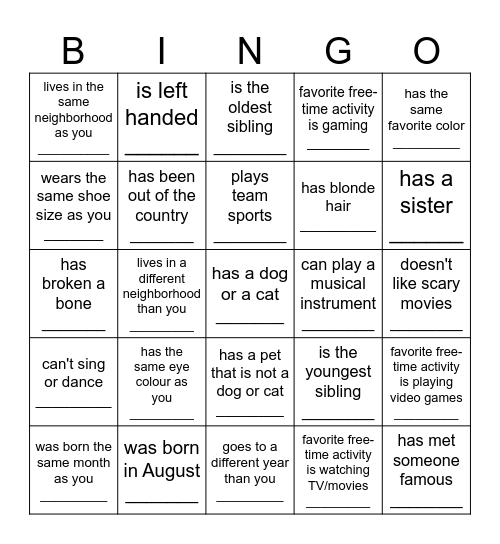 Find someone who... Bingo Card
