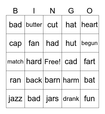 Minimal pairs Bingo Card