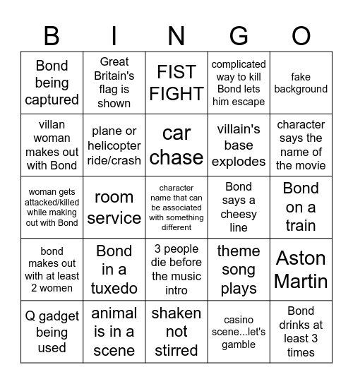 BOND BINGO Card