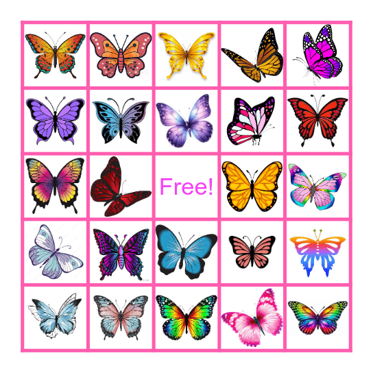 Butterfly Bingo Card
