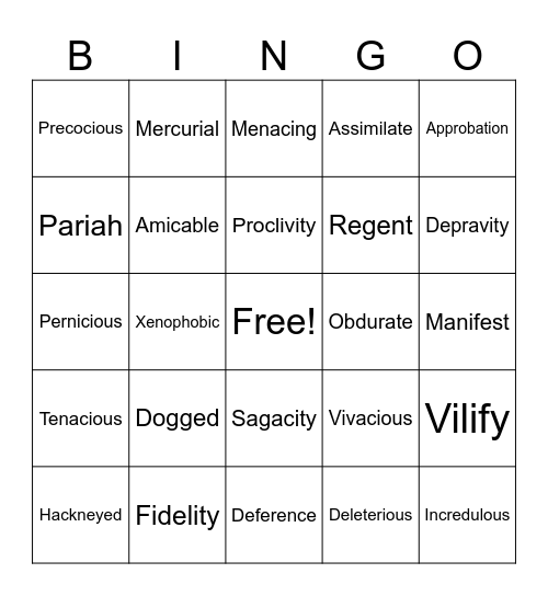 3rd Term: AP LANG Bingo Card