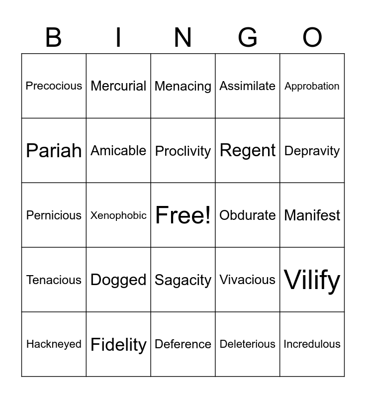 3rd Term: AP LANG Bingo Card