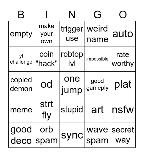 recent tab Bingo Card